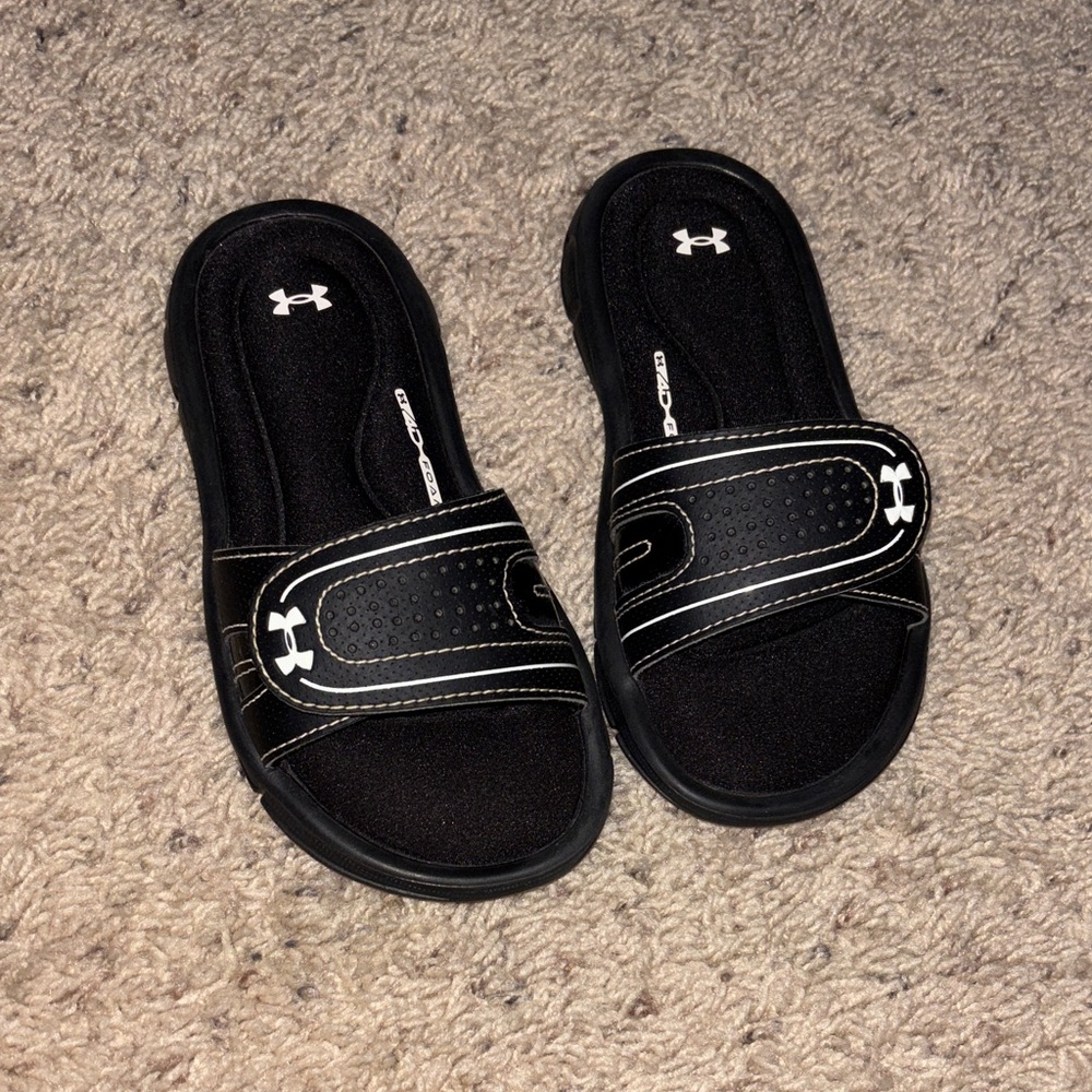 Under Armour Black and White Slide Sandals